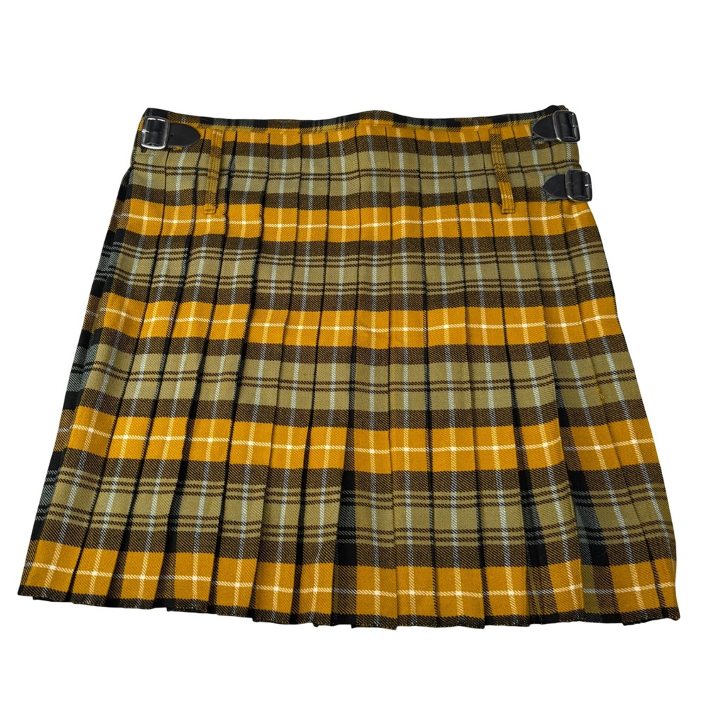 Celtic Pro Yellow Black Tartan Kilt Pleated Buckle Highland Scotland 42
